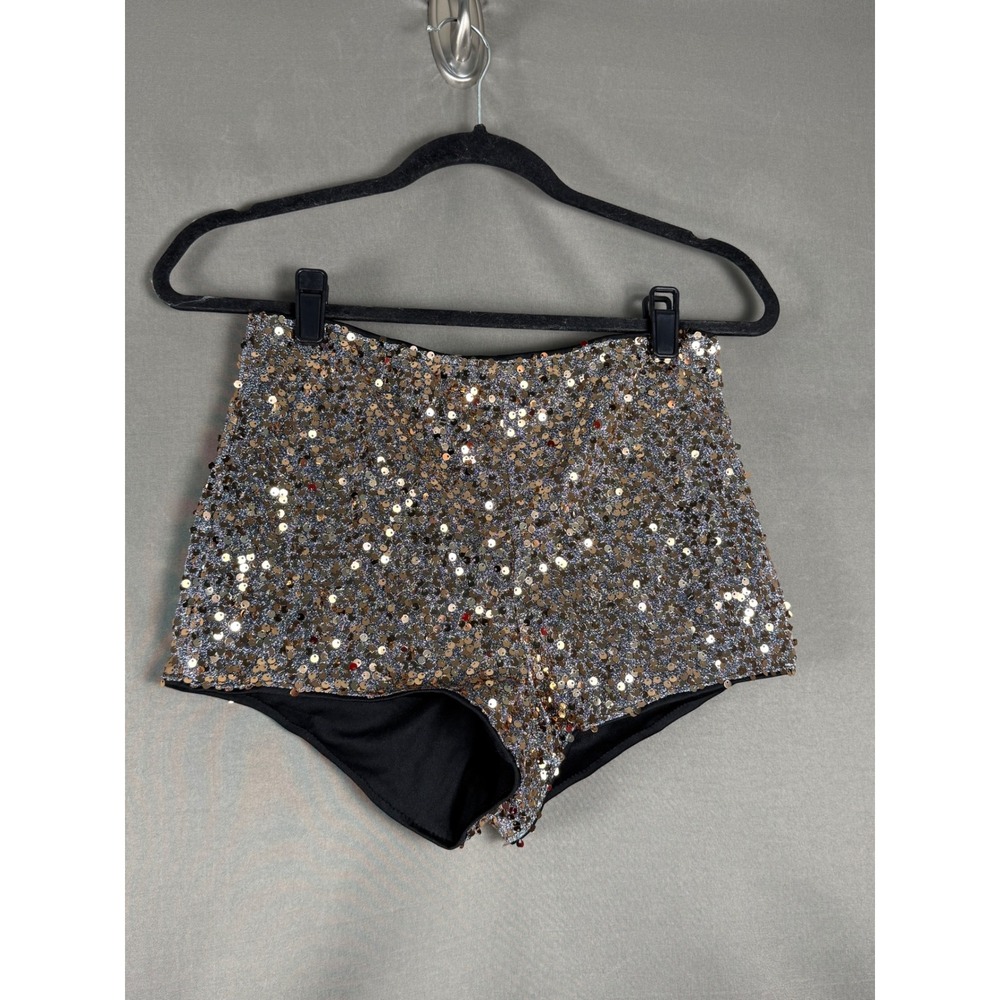 Unbranded Sequin Hot Pants Women Medium Gold Silver High Waisted Festival Rave